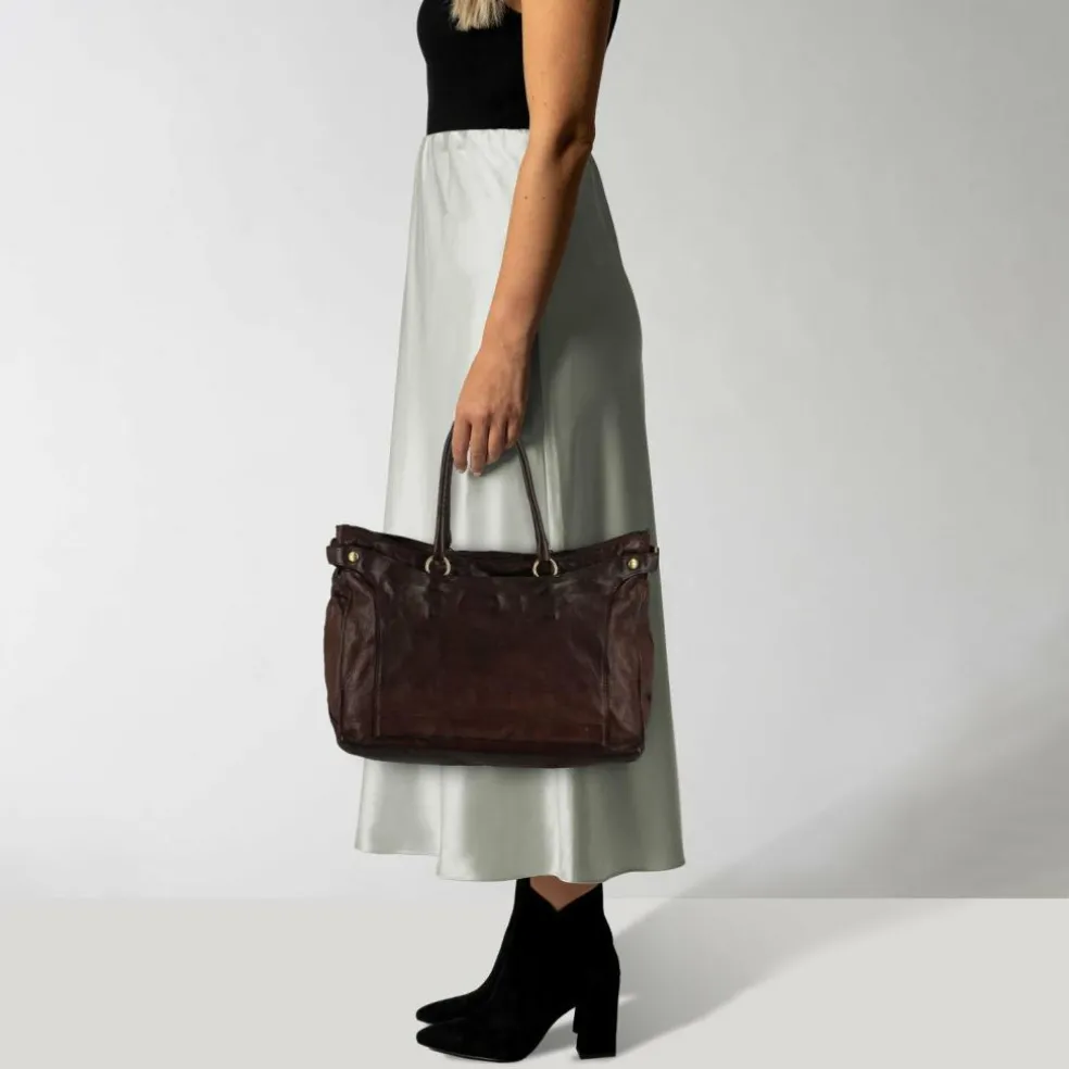 Campomaggi Mogano Handtasche Leder 33 cm