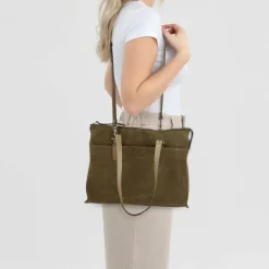 Castelijn & Beerens Nubuck Schultertasche Leder 40 cm Laptopfach