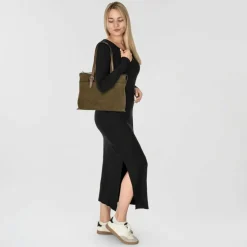 Castelijn & Beerens Nubuck Schultertasche Leder 40 cm Laptopfach