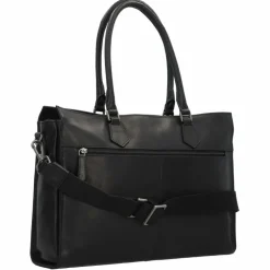Greenburry Pure Black Schultertasche Leder 40 cm Laptopfach