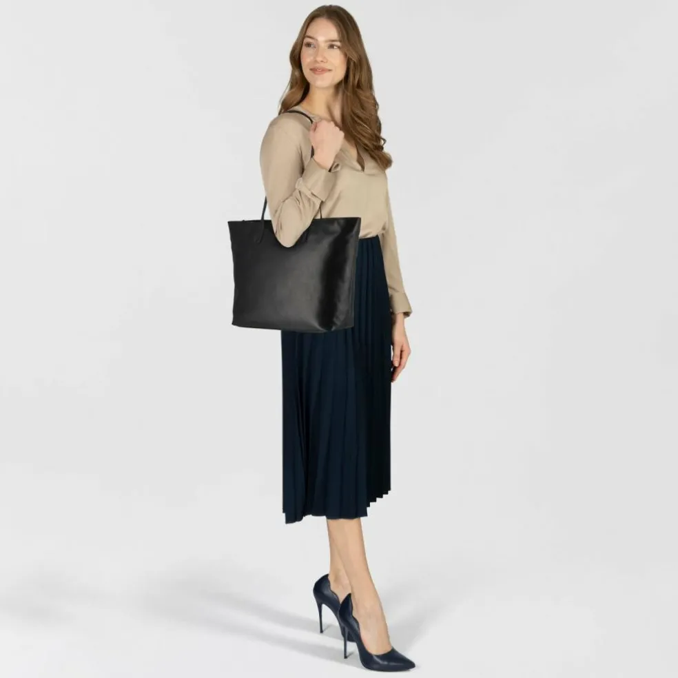 Greenburry Pure Black Shopper Tasche Leder 35 cm Laptopfach