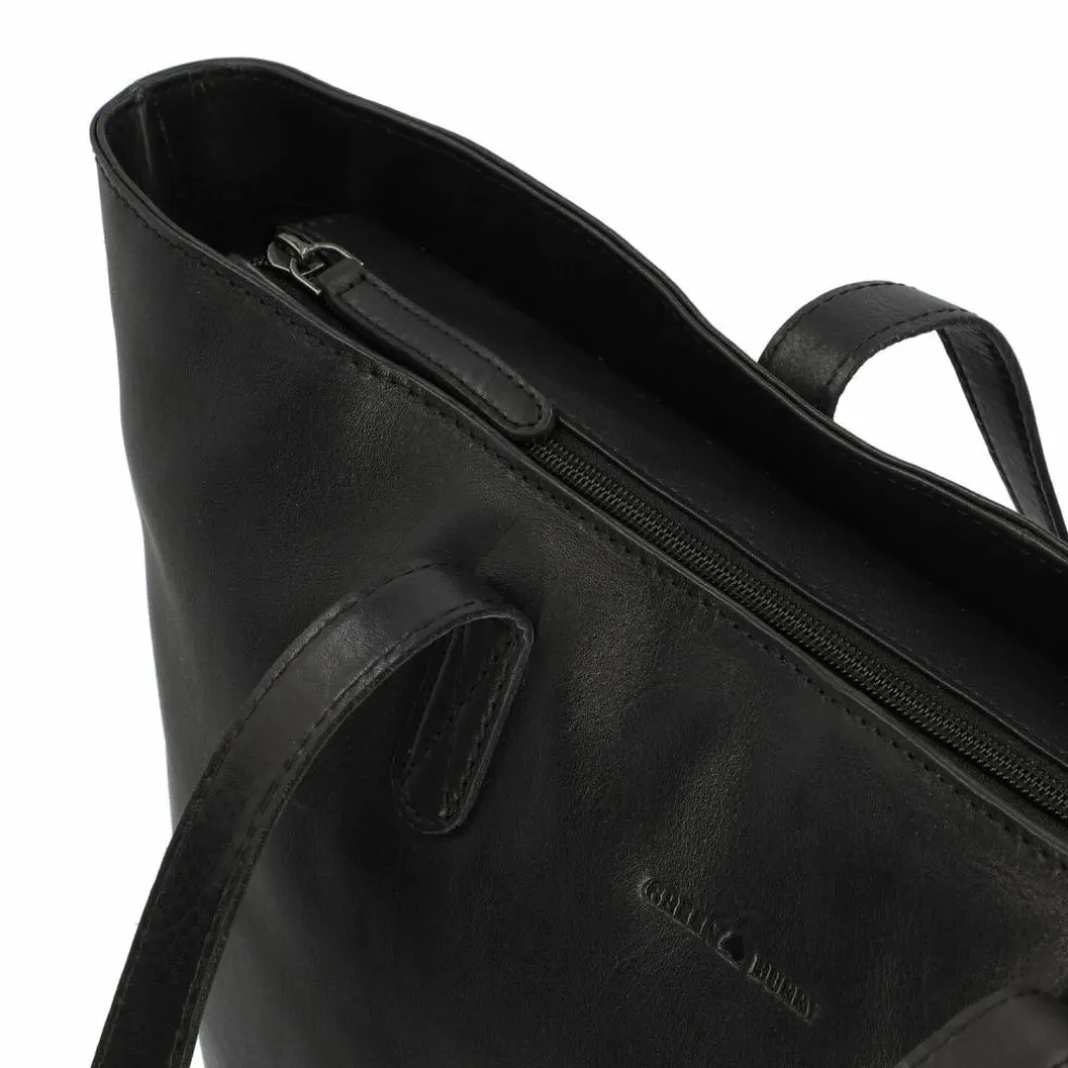 Greenburry Pure Black Shopper Tasche Leder 35 cm Laptopfach