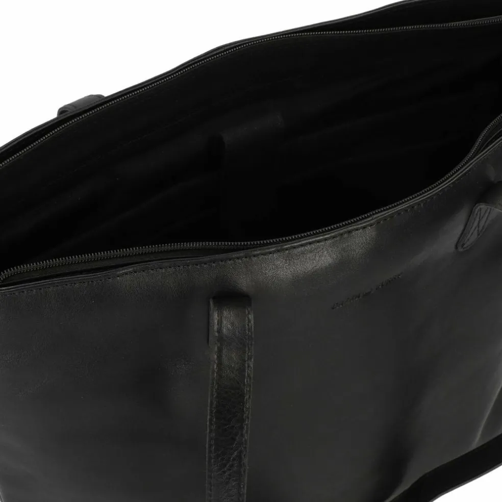 Greenburry Pure Black Shopper Tasche Leder 35 cm Laptopfach