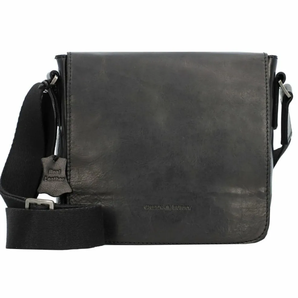 Greenburry Pure Black Umhängetasche Leder 20 cm