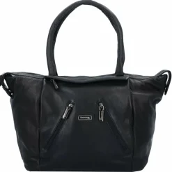 Greenland Nature Black Nappa Shopper Tasche Leder 33 cm