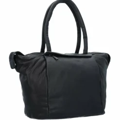 Greenland Nature Black Nappa Shopper Tasche Leder 33 cm
