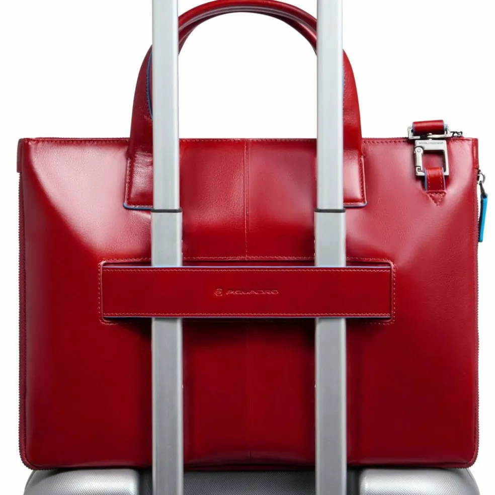 Piquadro Blue Square Shopper Tasche Leder 38 cm Laptopfach mit Dehnfalte