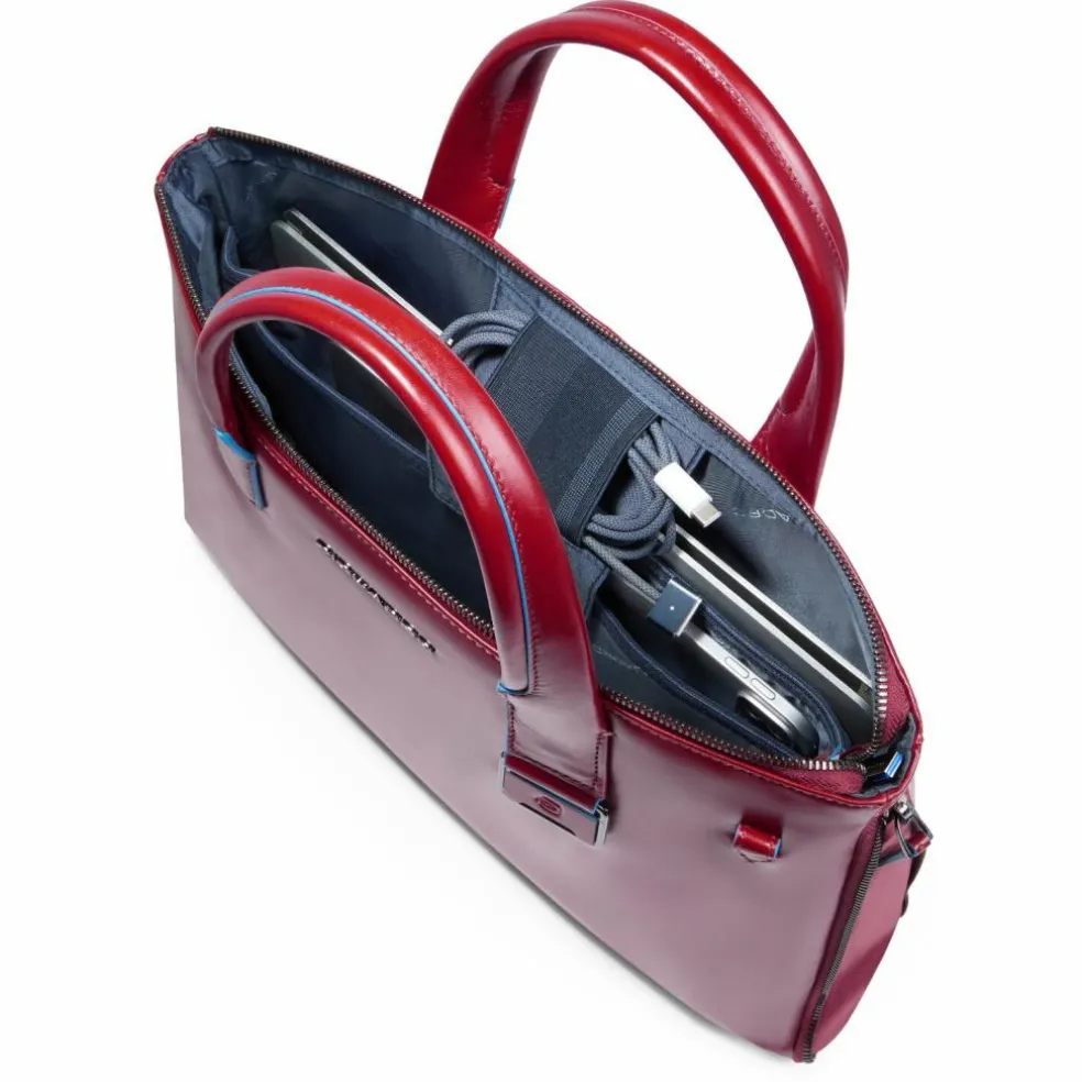 Piquadro Blue Square Shopper Tasche Leder 38 cm Laptopfach mit Dehnfalte